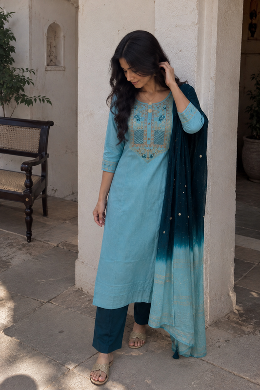 Ameera Teal Kurta Set — product photo 2