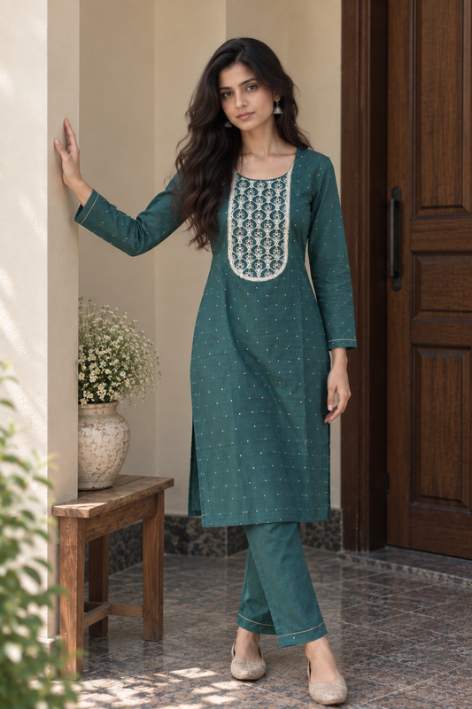 Forest Green Embroidered Co-Ord Set — product photo 2