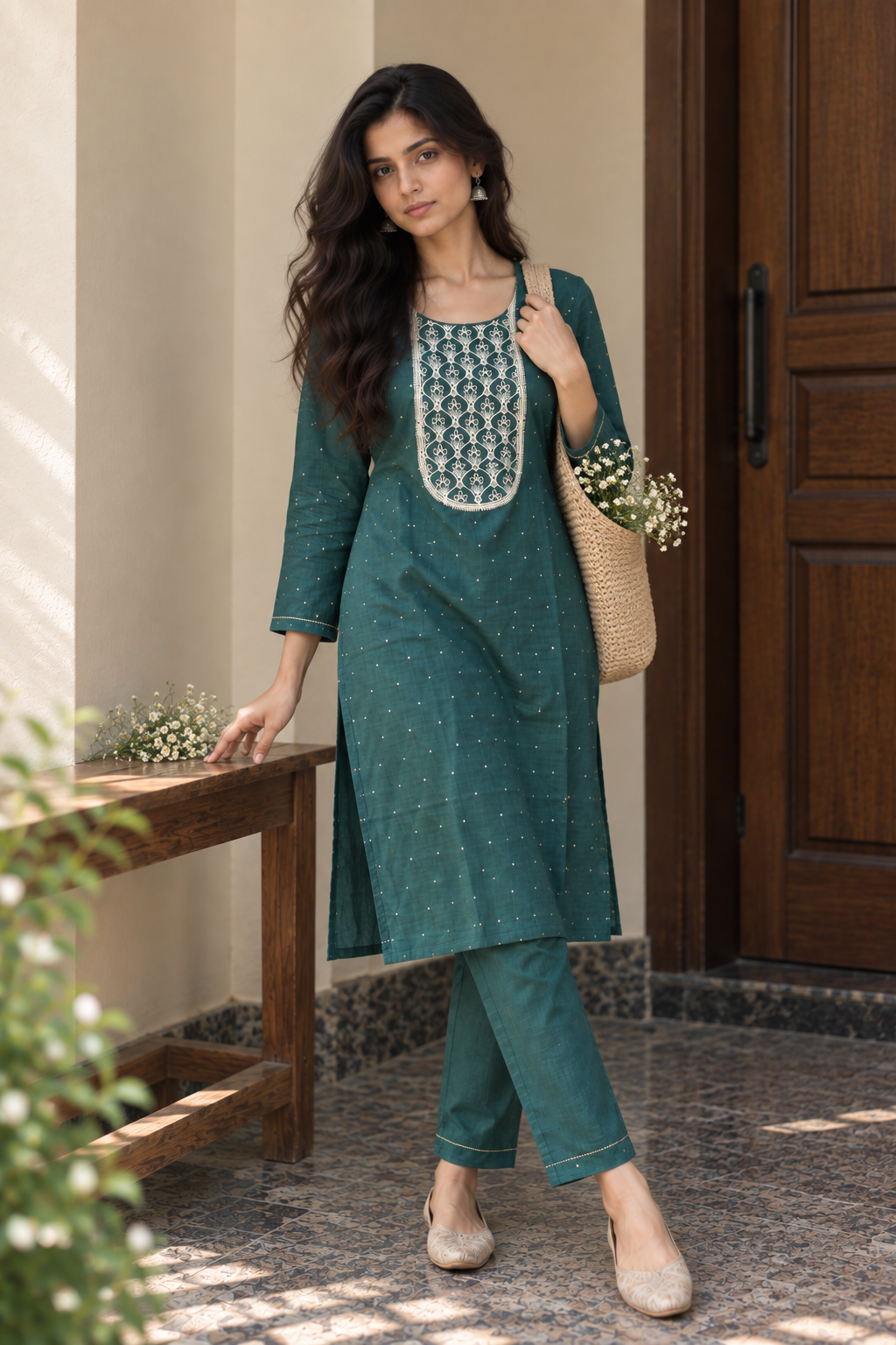 Forest Green Embroidered Co-Ord Set — product photo 3