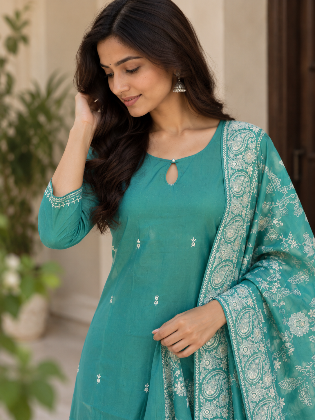 Sea Green Embroidered Suit Set — product photo 4