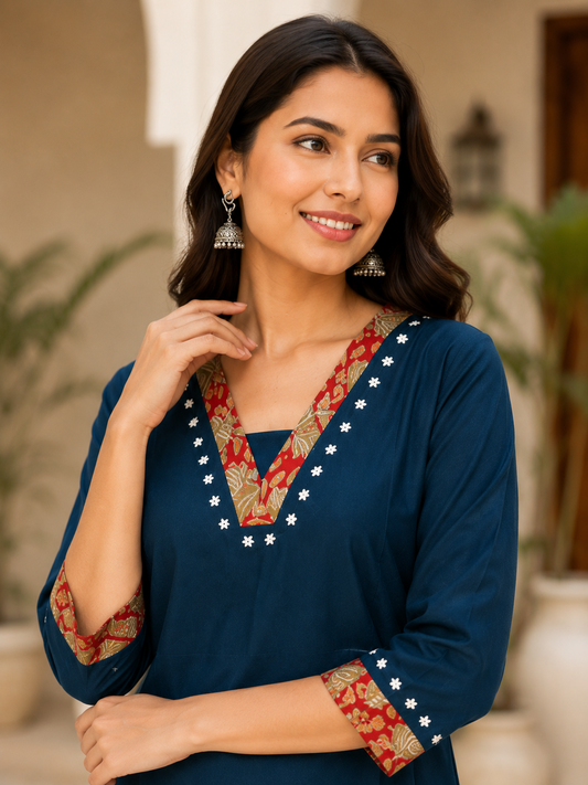 Neel Dabu Cotton Kurti Set