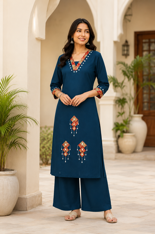 Neel Dabu Cotton Kurti Set