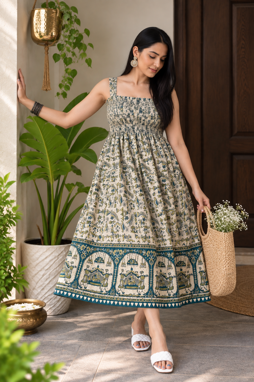 Neel Paisley Smocked Dress