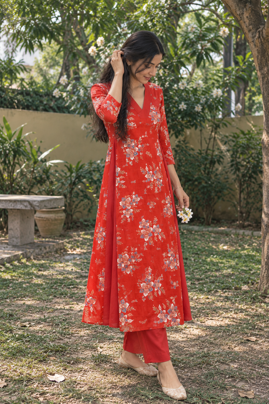 Ruhani Floral A-Line Kurti Set