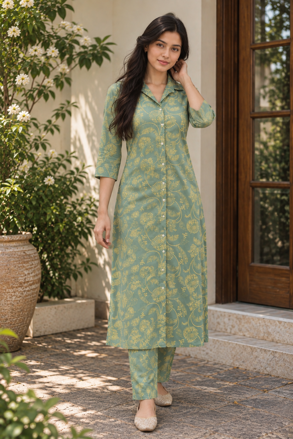 Dusty Teal Paisley Printed Co-ord set