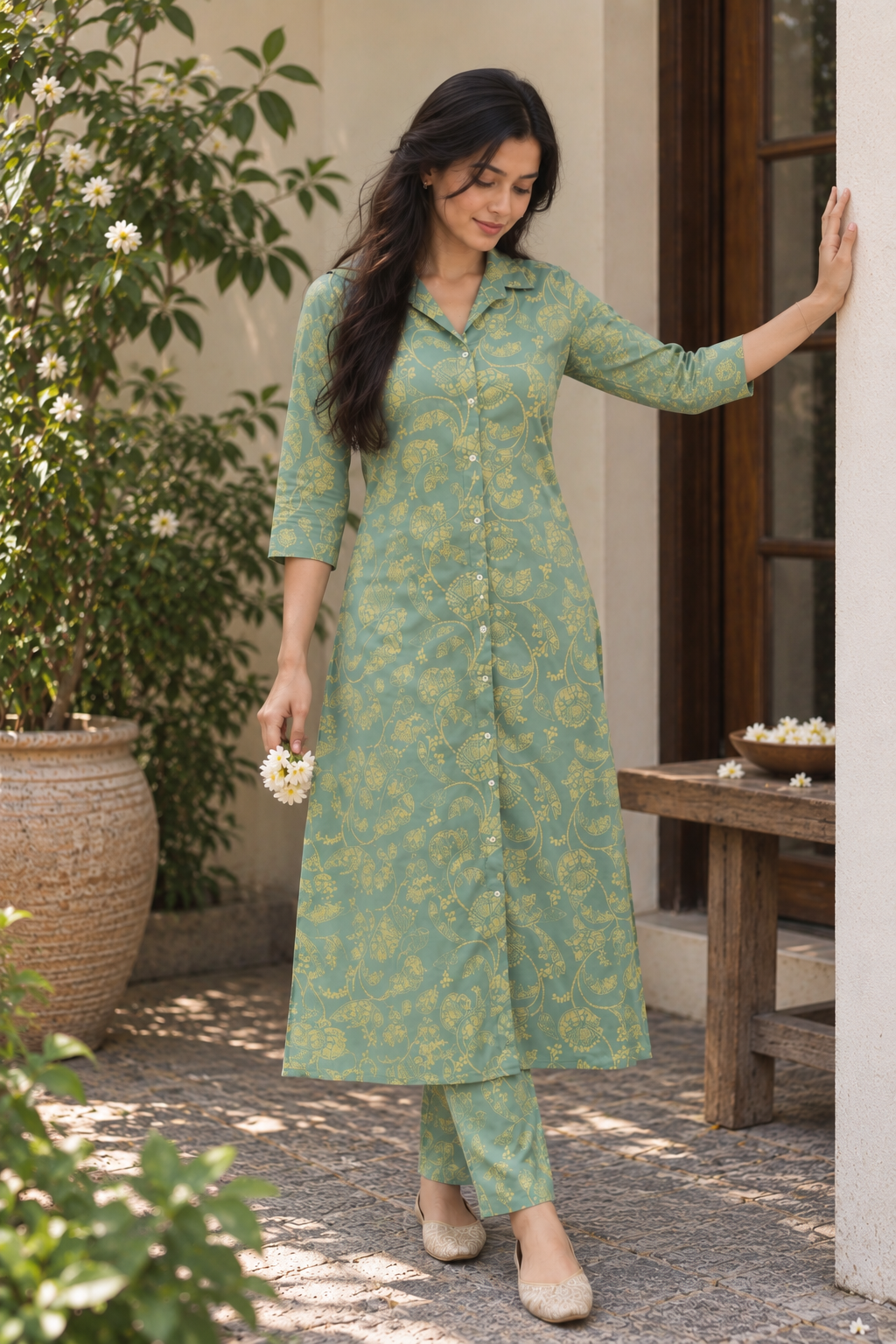 Dusty Teal Paisley Printed Co-ord set