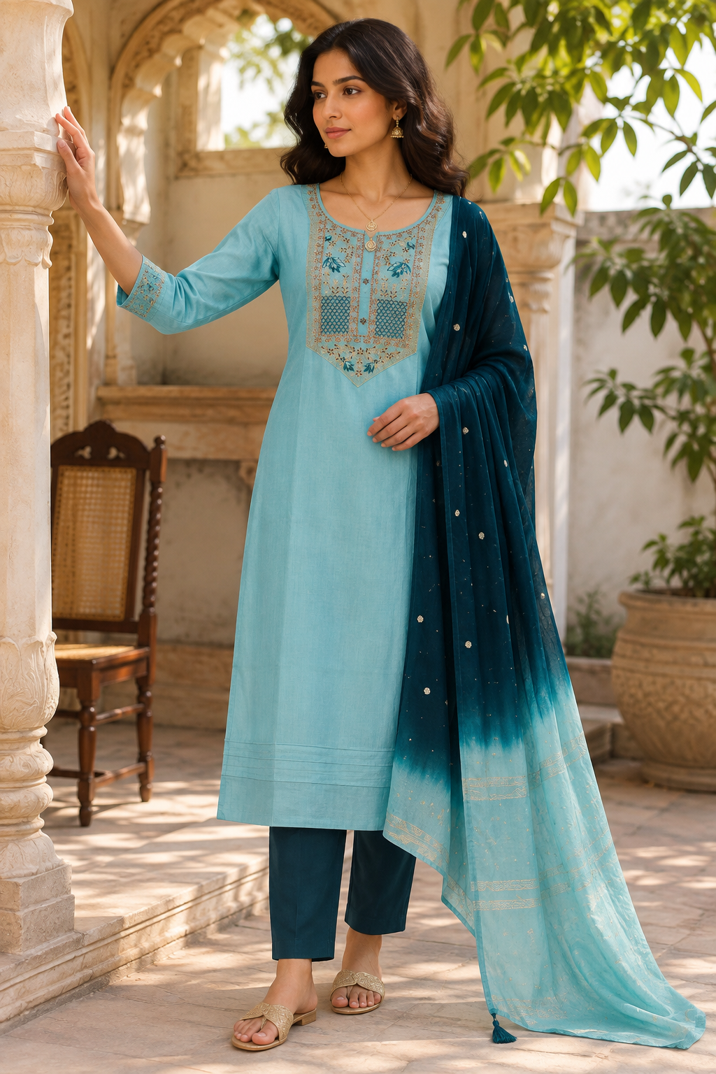 Ameera Teal Kurta Set — product photo 1
