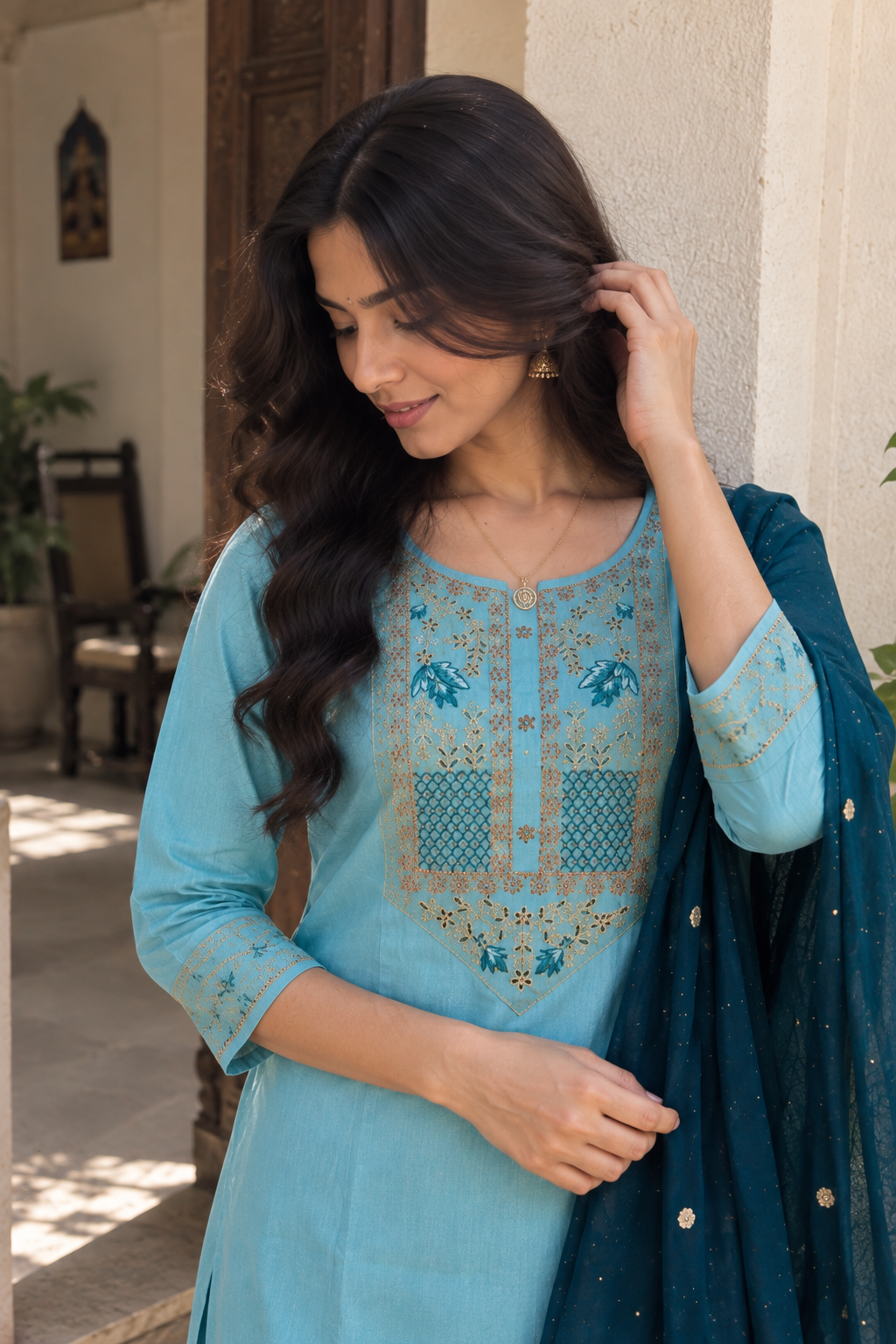 Ameera Teal Kurta Set — product photo 4