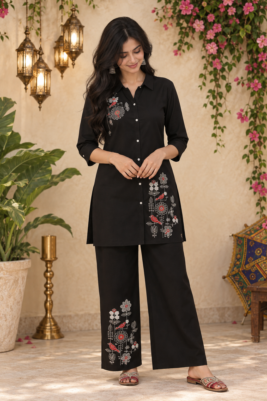 Black Embroidered Co-Ord Set — product photo 1