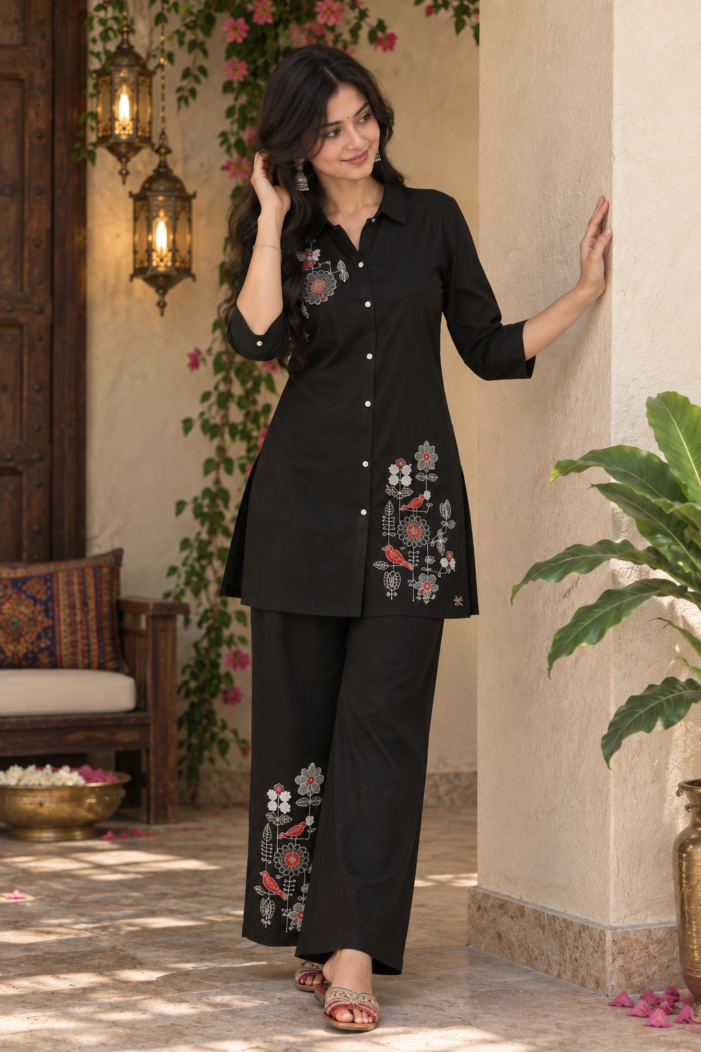 Black Embroidered Co-Ord Set — product photo 2