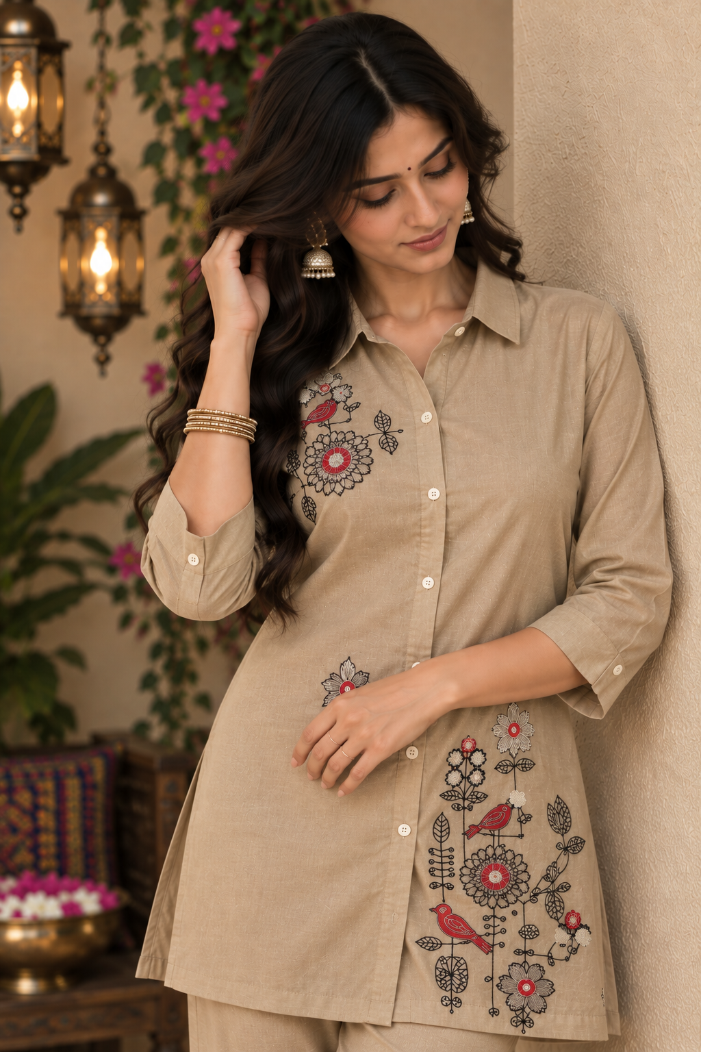 Cream Embroidered Co-Ord Set — product photo 1
