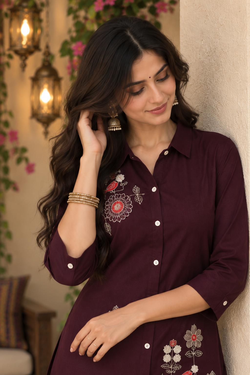 Maroon Embroidered Co-Ord Set — product photo 3