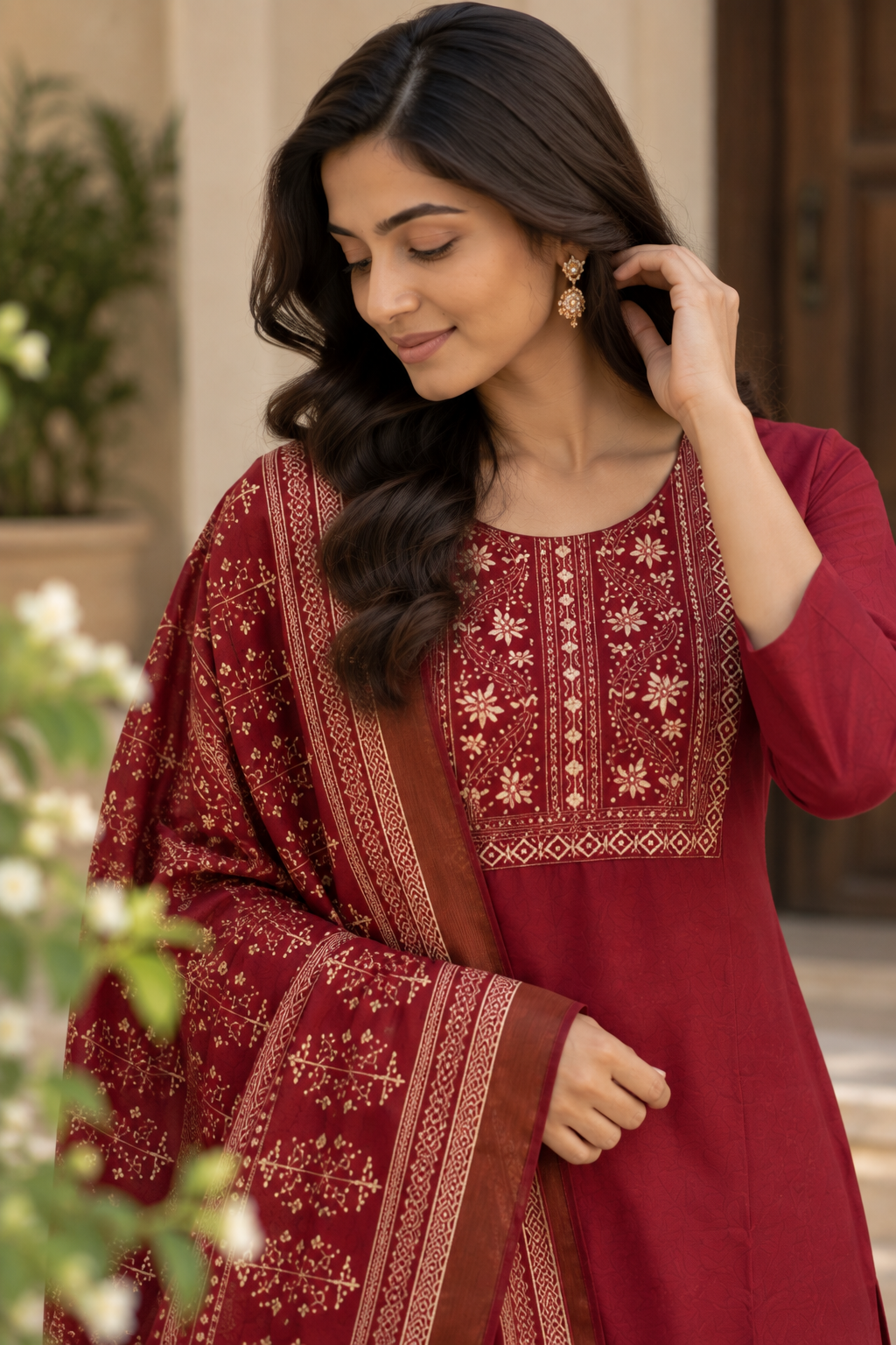 Maroon Embroidered Ethnic Set — product photo 4